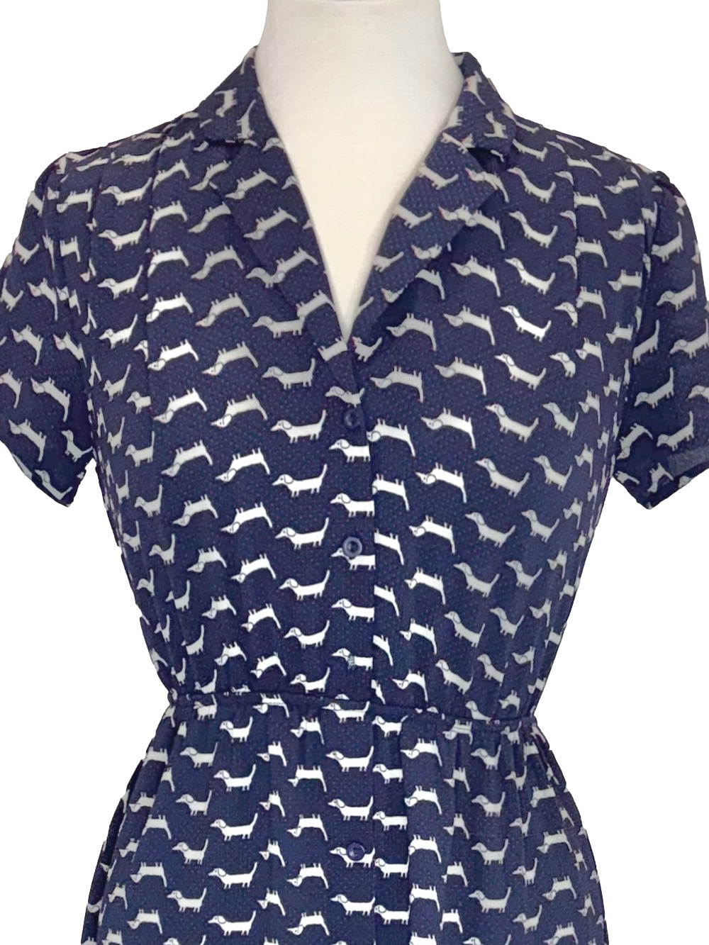 Monteau navy dachshund motif dress
